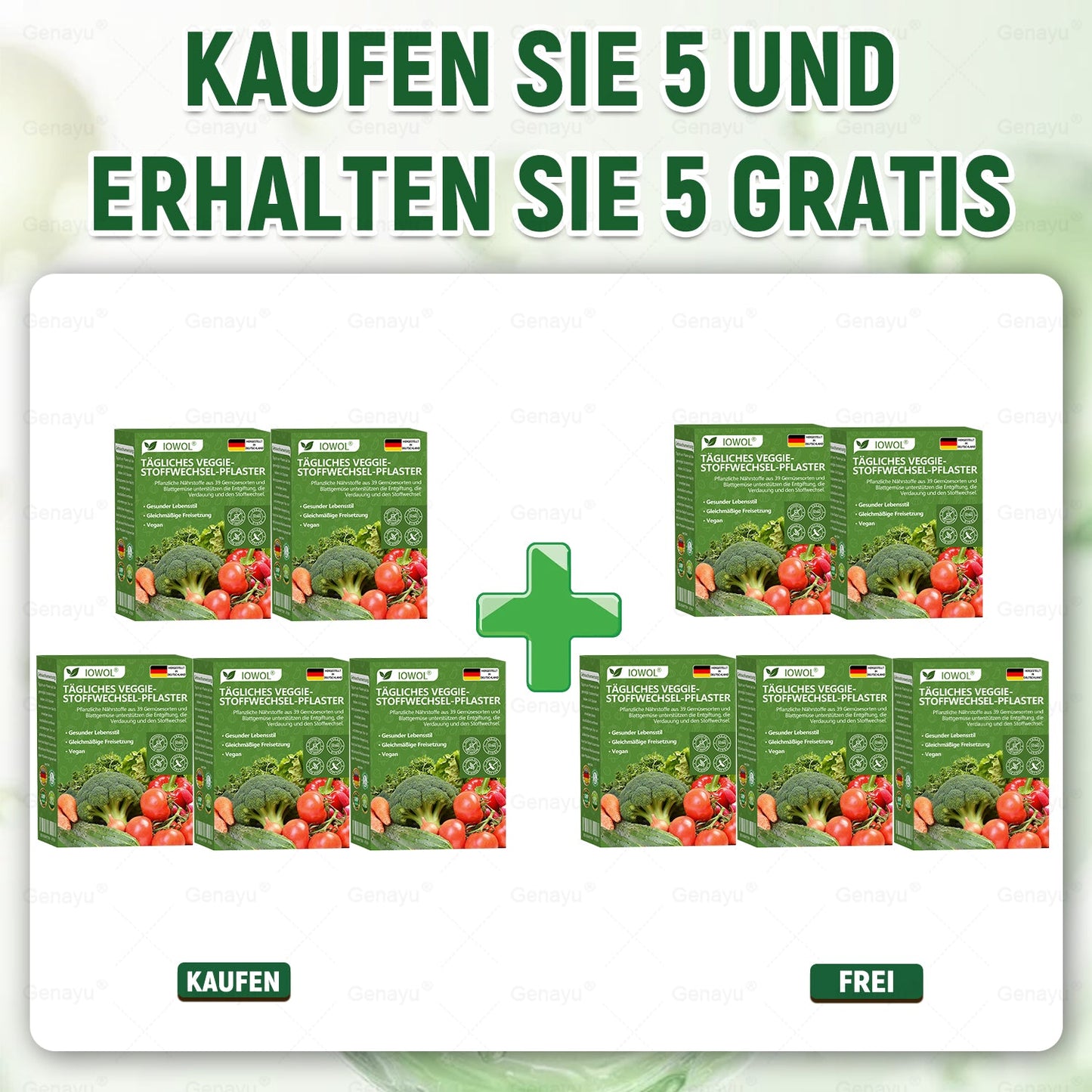 🇩🇪🥦Offizieller Store | IOWOL® Daily Vegetable Metabolic Patch unterstützt Entgiftung, Verdauung und metabolischen Reset mit organischen Gemüseextrakten und Phytonährstoffen aus 39 Gemüsen und grünen Pflanzen, für mehr Energie und Wohlbefinden.